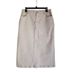 C J Banks 16W Khaki Stretch Pencil Skirt Denim Twill Plus Modest Long Modest